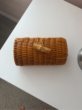 Lilly Pulitzer Woven Rattan Clutch in Honey